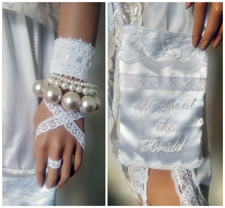 Yes it's all about the Bride with this bag! and check out the chunky bracelet and lace detailing