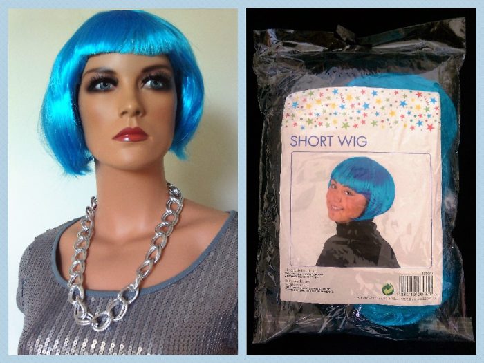 its blue, it's bright and its 'electric', a £1 wig from Poundland...